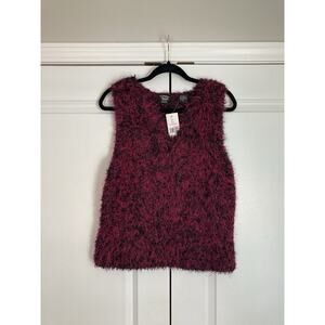 Christina Rotelli Y2K Eyelash Stretchy Pink Black Tank Top Dead Stock Petite L